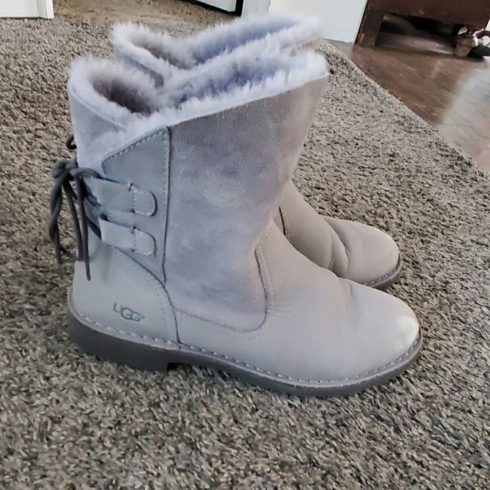 UGG gray lace up boots